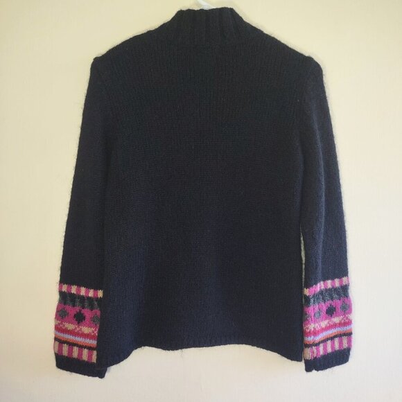 Mohair & Wool Cardigan Full Zip Boho Black & Pink Sz Small So Blue Sigrid Olsen - Picture 5 of 9